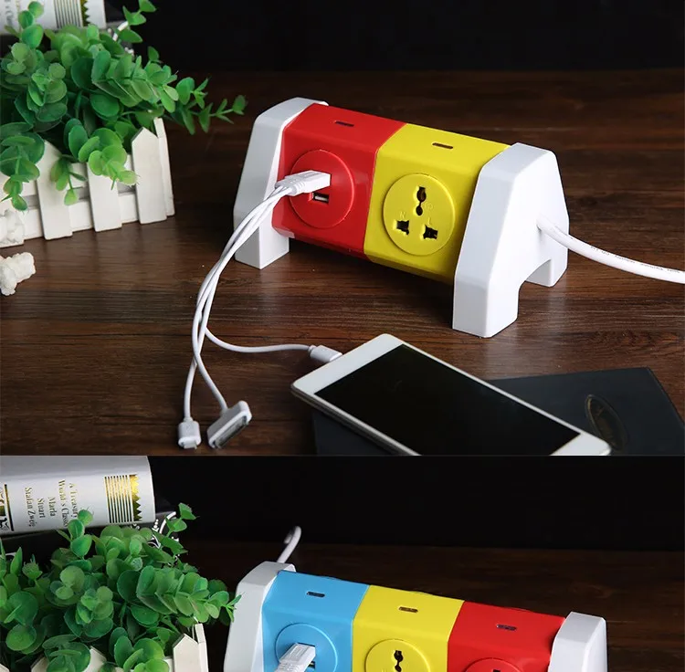 5 Gang Universal Multi Function Flexible Extension Socket with 2 USB Smart Desktop Power Strip