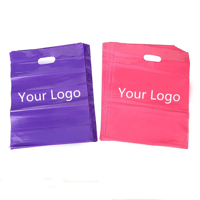 100 12x15 Glossy Pink and Purple Plastic Merchandise Bags w//Handles