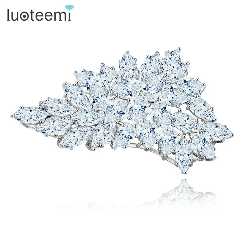 

LUOTEEMI Luxury Women Pure Clear Cubic Zirconia Diamond Fancy Brooch, N/a