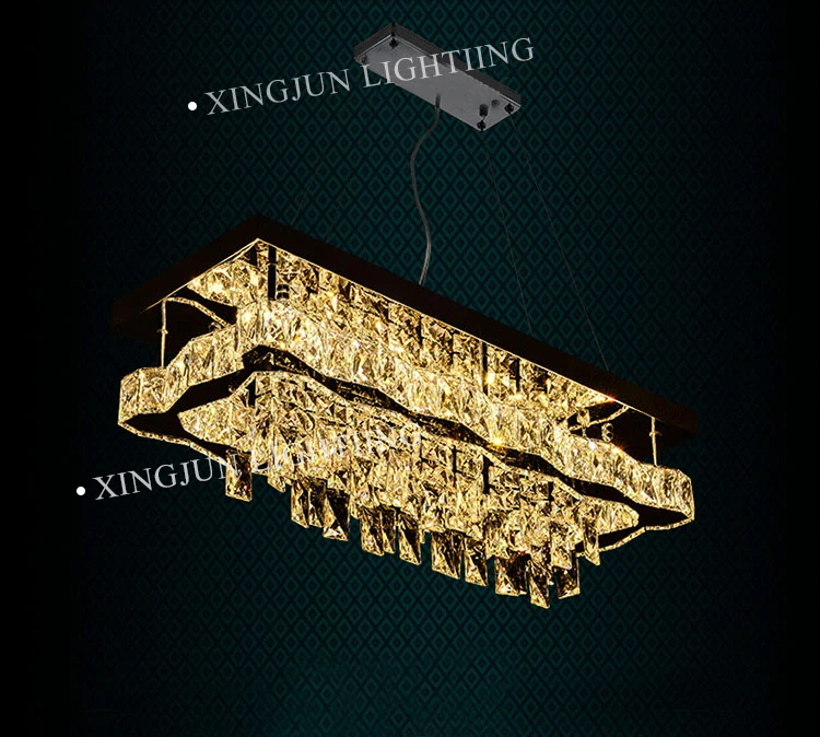 XingJun dining crystal hanging chandelier stainless steel decoration square ceiling lamp