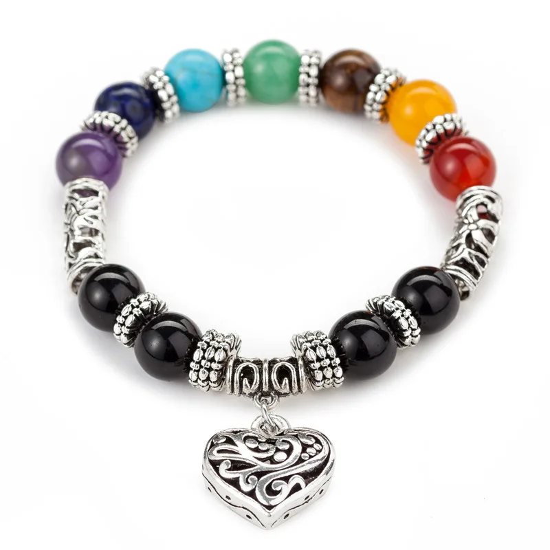 7 piedras de curación de cristal pulsera de ansiedad Chakra Joyería Perlas Natural