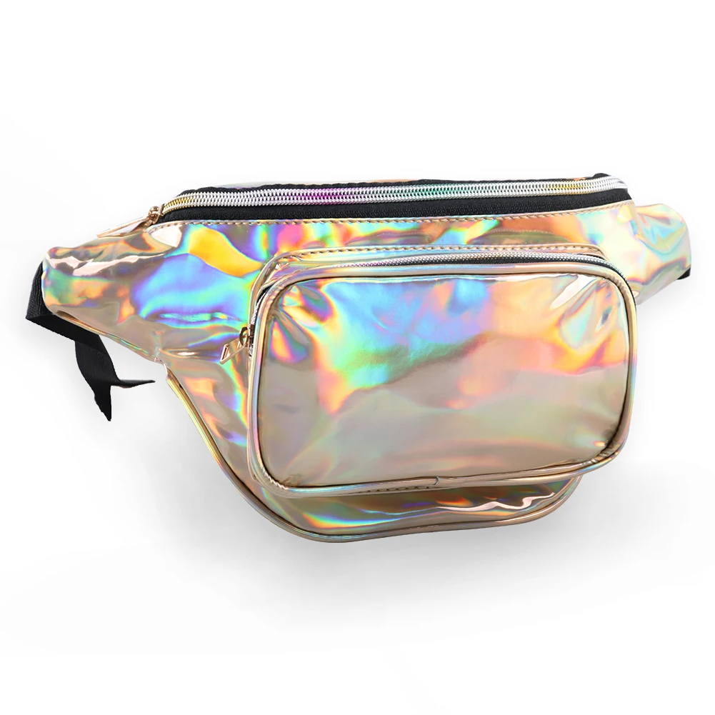 

Factory Hot Sales Hiking Waist Pack Holographic Fanny Packs For Women Fashion Belt Bag, Purple, black, red, green, light gold, silver, etc