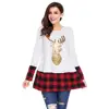 Western Gold Sequin long sleeve Christmas Reindeer Women Tunic with Plaid Detail