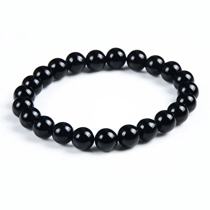 

Elastic Natural Black Agate Stone Bracelet