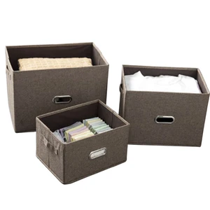 Image of Cotton mix linen large breathable clothes book storage box