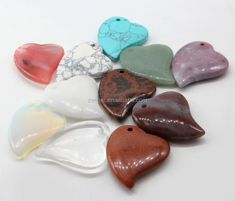 2017 Carving Gemstone Heart Shape Pendant Healing Jewelry For Wholesale