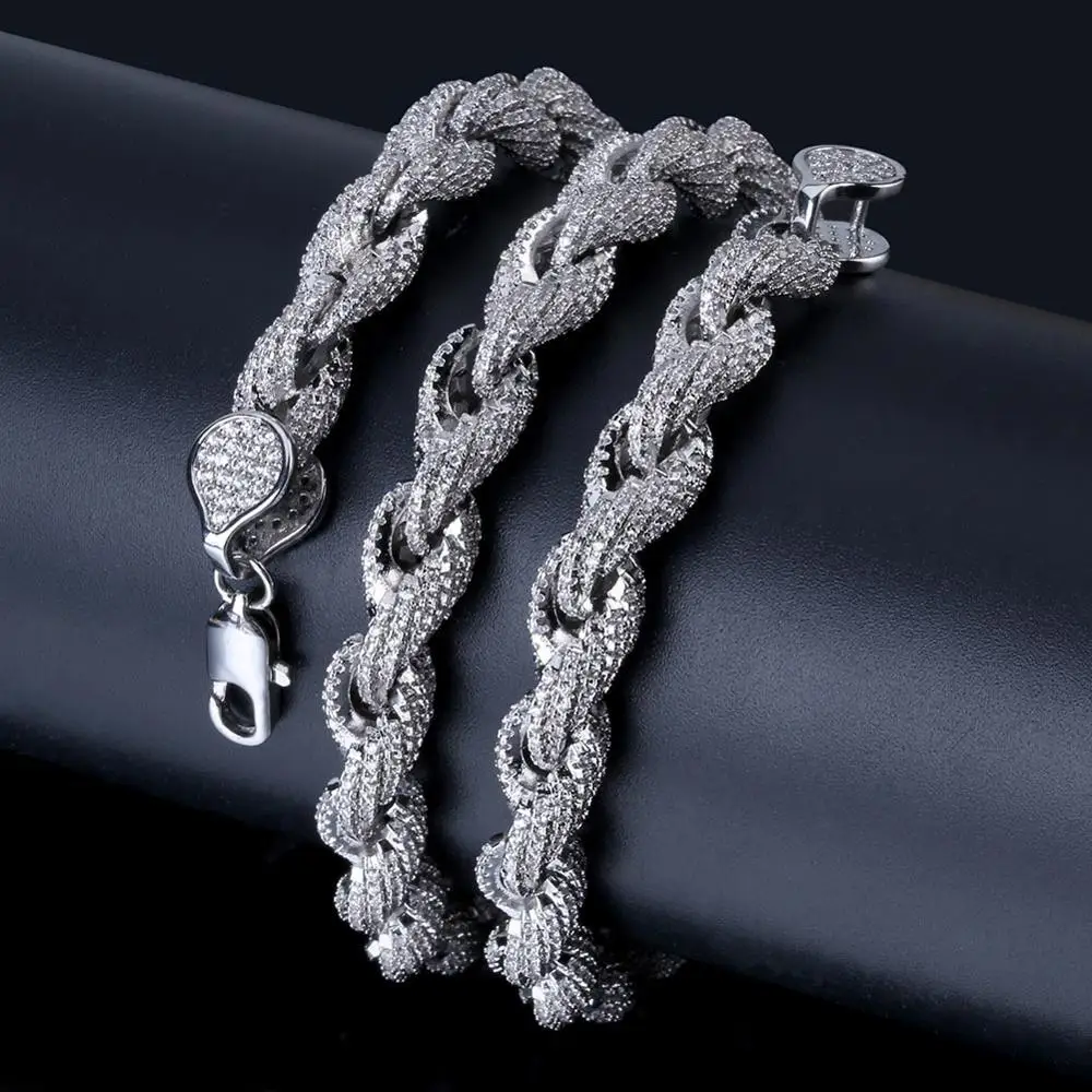 

High Quality Twisted Gold Silver Color Cubic Zircon Chain jwelleries Necklaces gold plated Personality Hip Hop/ Punk Charms