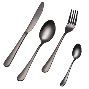 Image of Stainless Steel Mirror Finish Black Plated Flatware Cutlery Sets