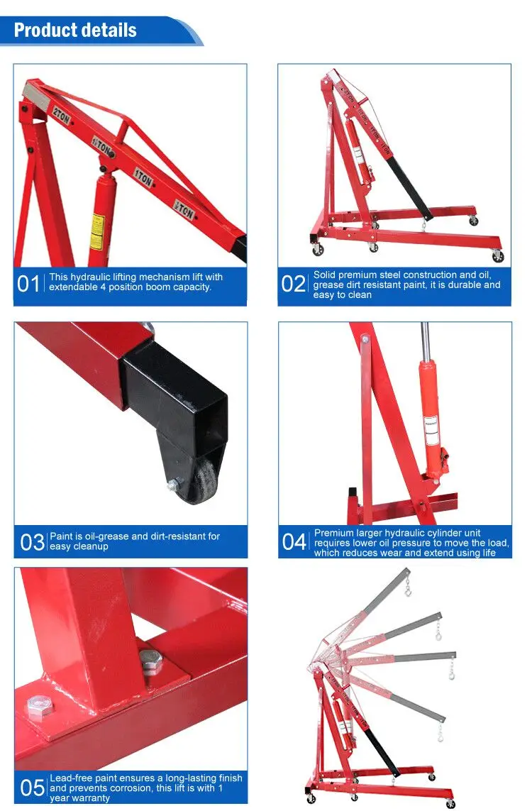 Workshop cheap 2t foldable shop crane for car engine