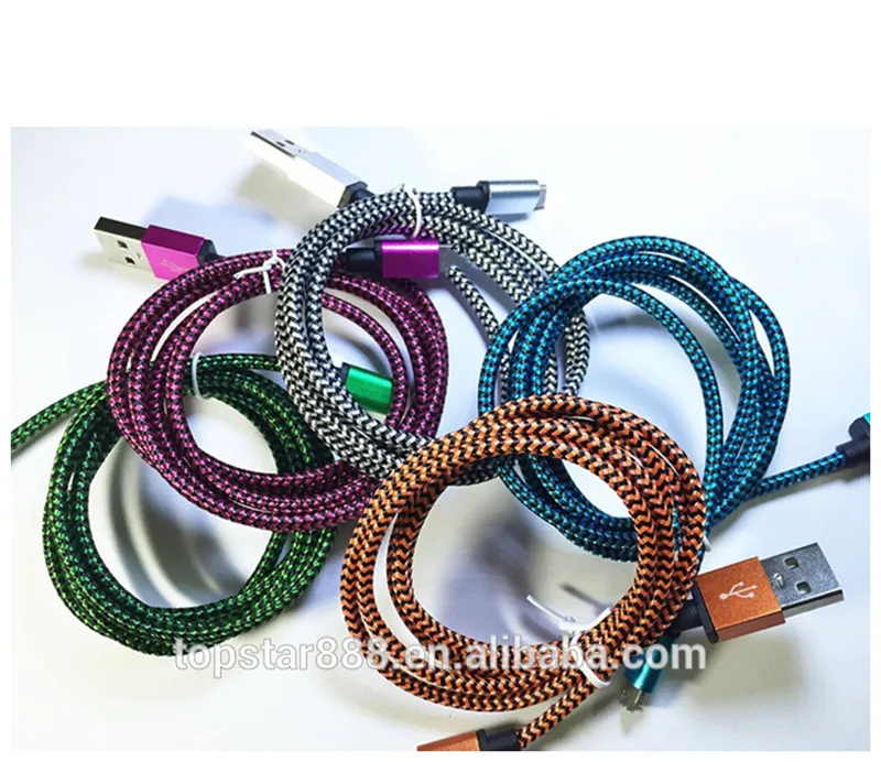 

High speed Fabric Braided Data Cable, 2m sync charge usb data cable for iphone 5/iphone 6,6s, Blue;orange;green;white;rose red