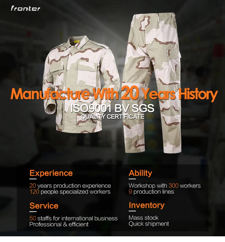 BDU outdoor combat tactical clothing manufacture in china