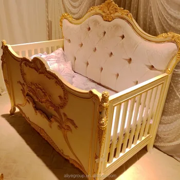 Wy101-luxury Wood Baby Cribs/white Colour Antique Wooden 