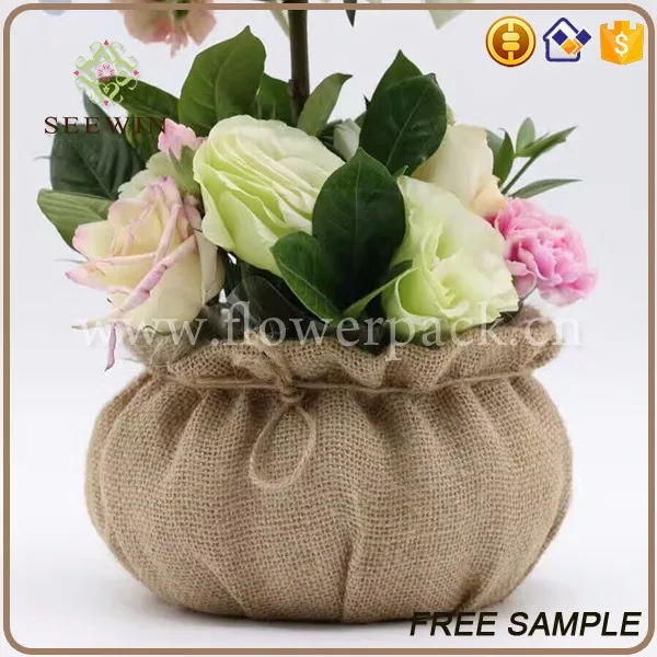 Nature Jute Burlap Fabric Garden Pot Cover /flower Box Buy Decorative