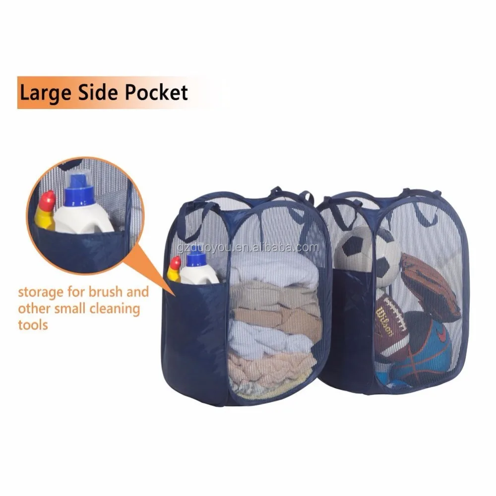 

Guangzhou fabric collapsible Pop-Up Mesh cloth basket Laundry Hamper