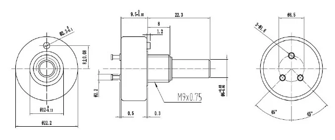 Water proof IP67 360 degree conductive plastic potentiometer