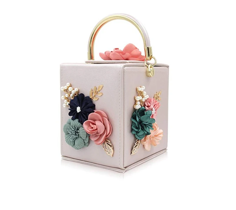 

Women Floral Square Box Evening Bags Crossbody Shoulder handBags Flower Wedding Clutch Purse, Customized