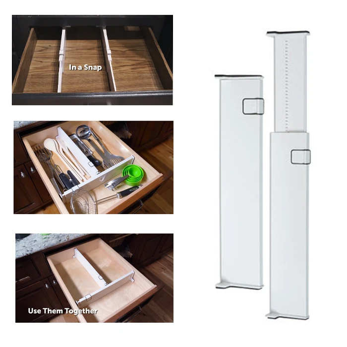 Drawer Dividers White Spring Loaded Expandable Kitchen Bedroom