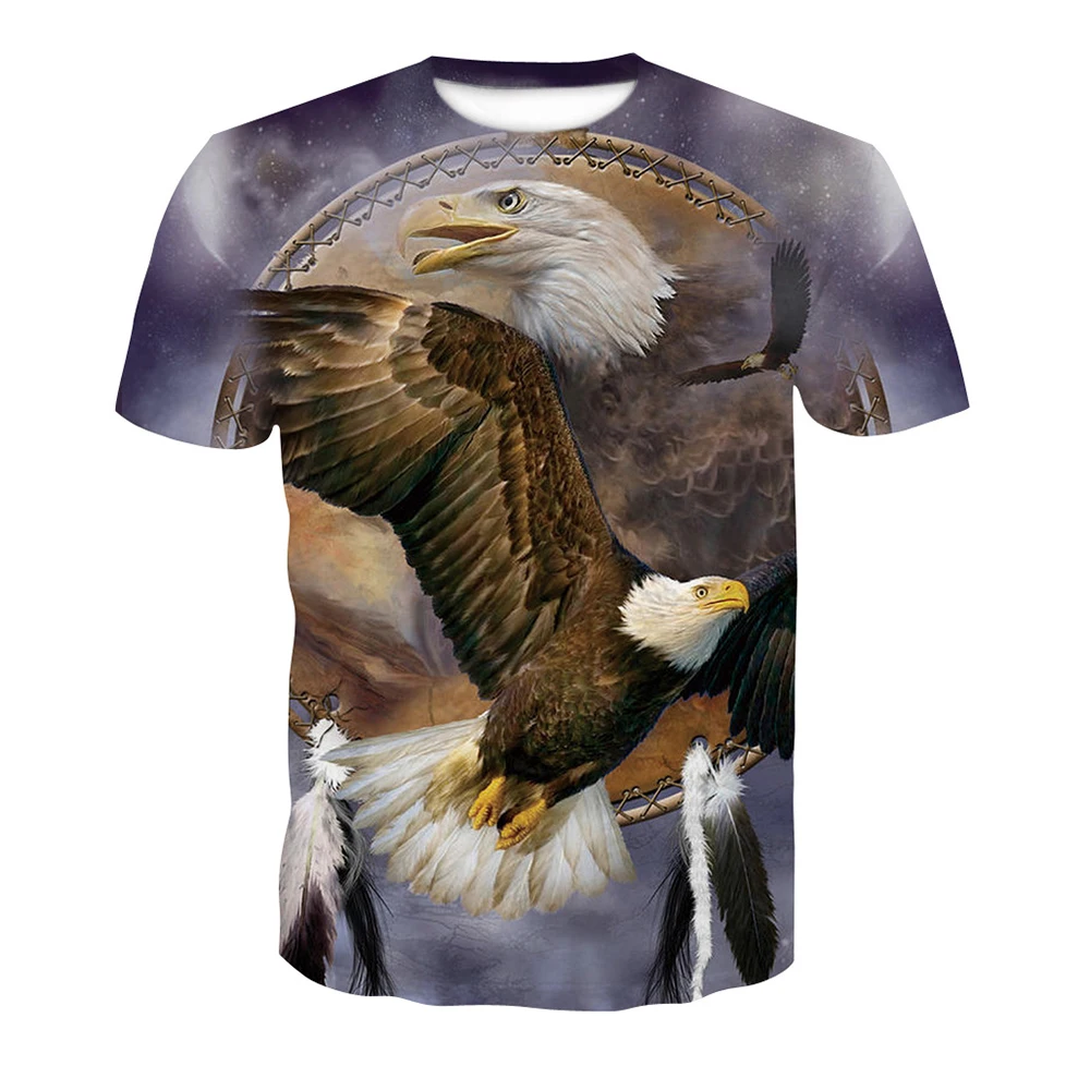 

2019 Men Women  Summer Tops Fashion Casual Funny Hip Hop short sleeve eagle custom 3d tshirt printing animal, Photo color