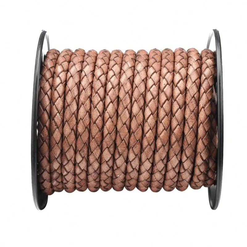 Custom Jewelry Finding High Quality Italian Brown Braided Leather Cord