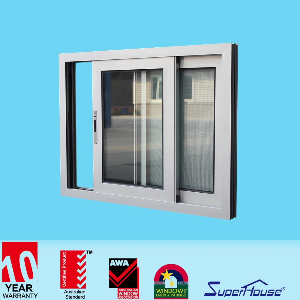 AS2047 aluminium frame sliding glass window with mosquito net