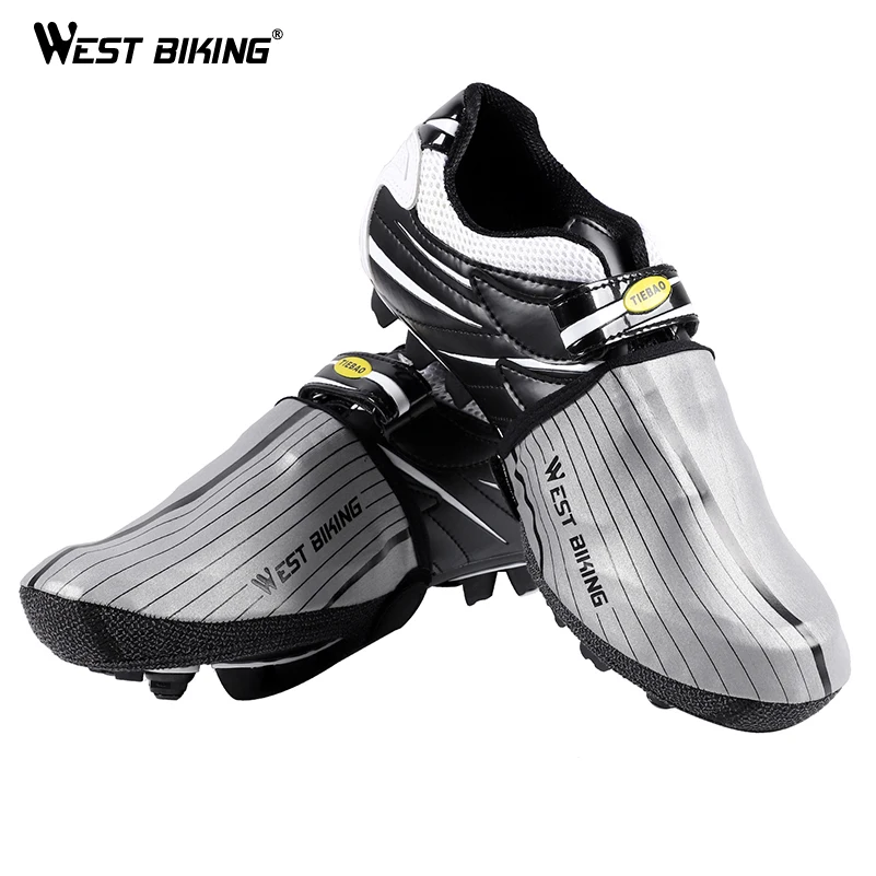 

WEST BIKING Winter Warm Windproof Road MTB Bike Shoes Cover Half Palm Reflective Waterproof Cycling Overshoes Bicycle Shoe Cover