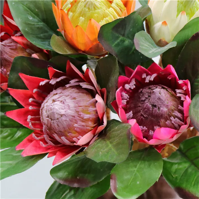 F1433 Hot Sale Factory Large Size Silk Artificial Protea Red King Protea Flowers Wedding Home