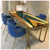 Unique dining metal legs resin table top woods epoxy solid straight edge wood slab epoxy resin table
