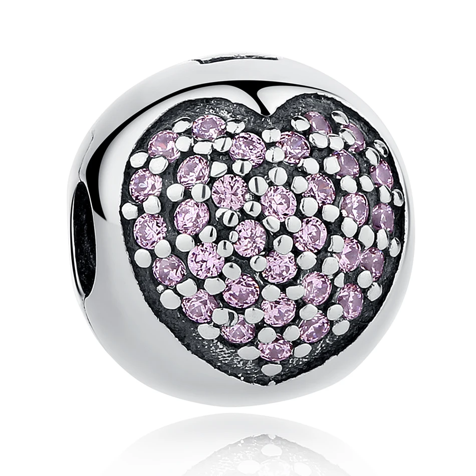 

Fashion 925 Sterling Silver Pink Love of My Life Clip Bead Charms For Original Bracelet Fashion Making Jewelry