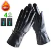 Battery powered heated gloves men winter leather ski glove black ski gloves