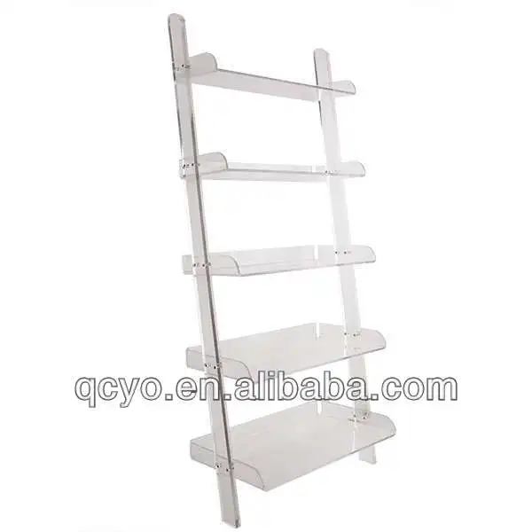 Customize Ladder Shaped 5 Layers Acrylic Floor Standing Book