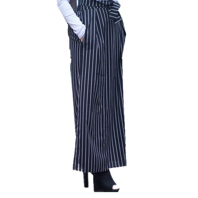 

2018 black and white vertical stripes muslim maxi skirt