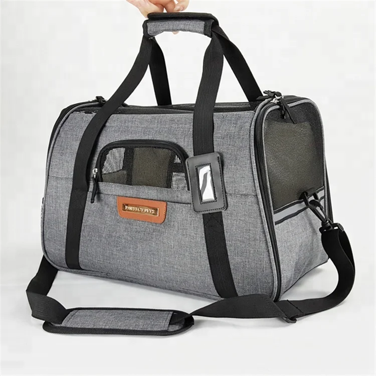 

2 tone luxury dog carrier airline approved pet cat bags, Grey