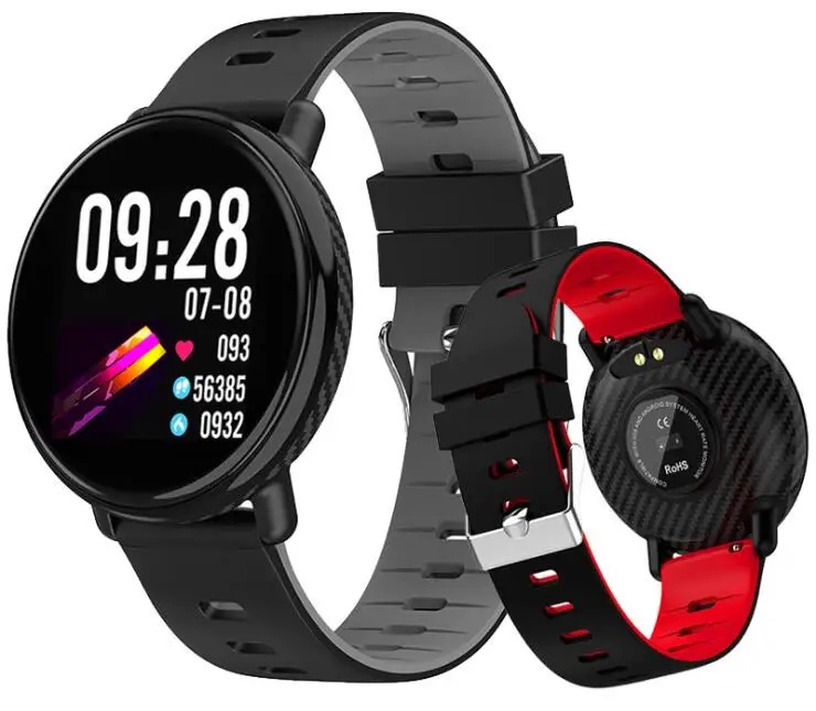 

drop shipping 2.5d full screen K1 IP68 Waterproof Clock Fitness tracker Heart rate monitor Men Women smart watch, Black.red.yellow.grey