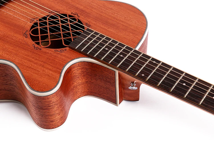 
OEM musical instrument best guangdong manufacturer engraving soundhole rosette Semi Guitar Acoustic 