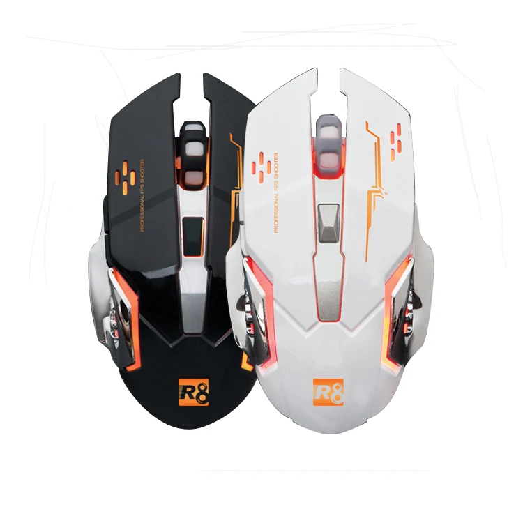 

R8 2019 Trending Computer Laptop Optical Gaming Wireless Mouse, Black white