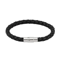 

Wholesale Price Stock Leather Bracelet Men 316L Stainless Steel Braided men Braided magnetic Bracelets