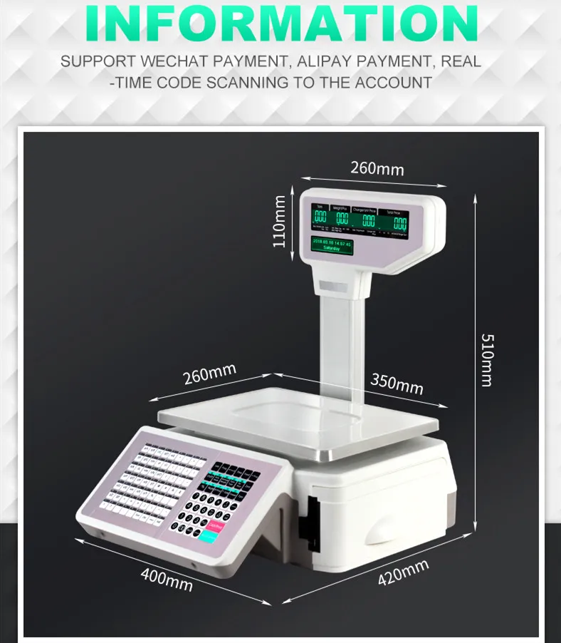 スケールラ 30kg多言語デジタルラベル印刷スケールスーパーマーケットレジスケール Buy Shop Display Systems