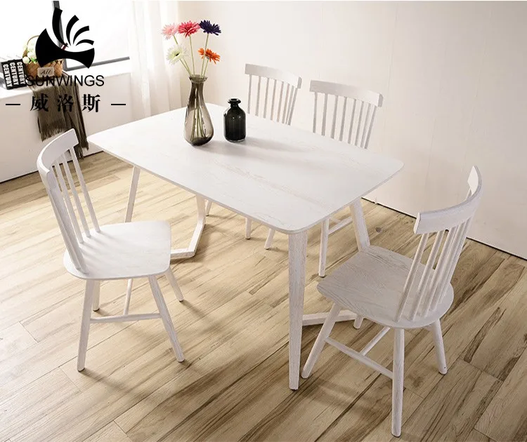 Simple Korean Style Home Dining Room Furniture Walnut Mdf 6 Seater