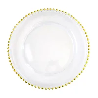 

Classic 13 inch gold beaded charger plate, wedding clear glass charger plates Wholesale