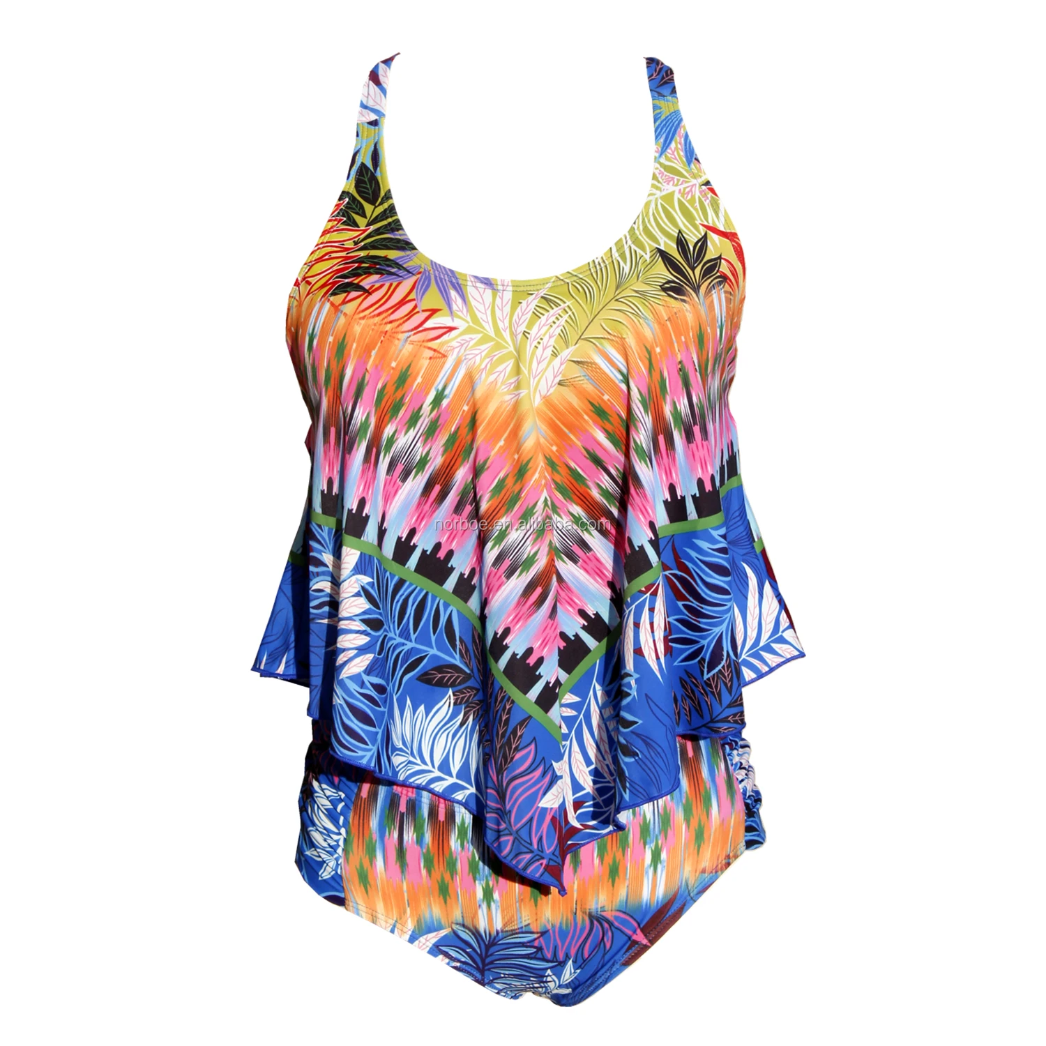 2019 Plus Size Bikini Flower Printed Two Pieces Split Bikini Set Beach