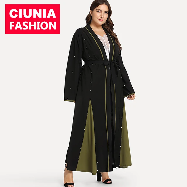 

1586# New fashion modest wear 2019 arabic clothing long sleeve dress pearls abayas for women muslim new model in dubai