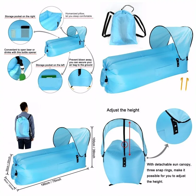 Functional Outdoor Foldable Sleeping Air Bag Inflatable Banana Shape
