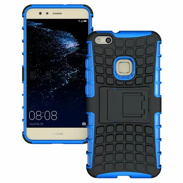 shockproof TPU+PC 2in1 tire pattern bracket cover phone case For Huawei P10 Lite
