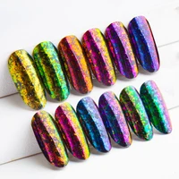 

2019 Newest change Peacock glitter irregular flakes chameleon pigment colored acrylic nail powder for mica nail art