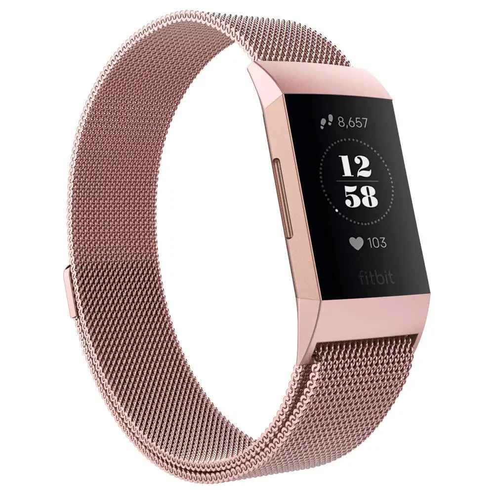 

Amazon supplier Milanese Loop Magnetic Stainless Steel Watch Band For Fitbit Charge3, Black, silver, gold, gun, rose gold,grey