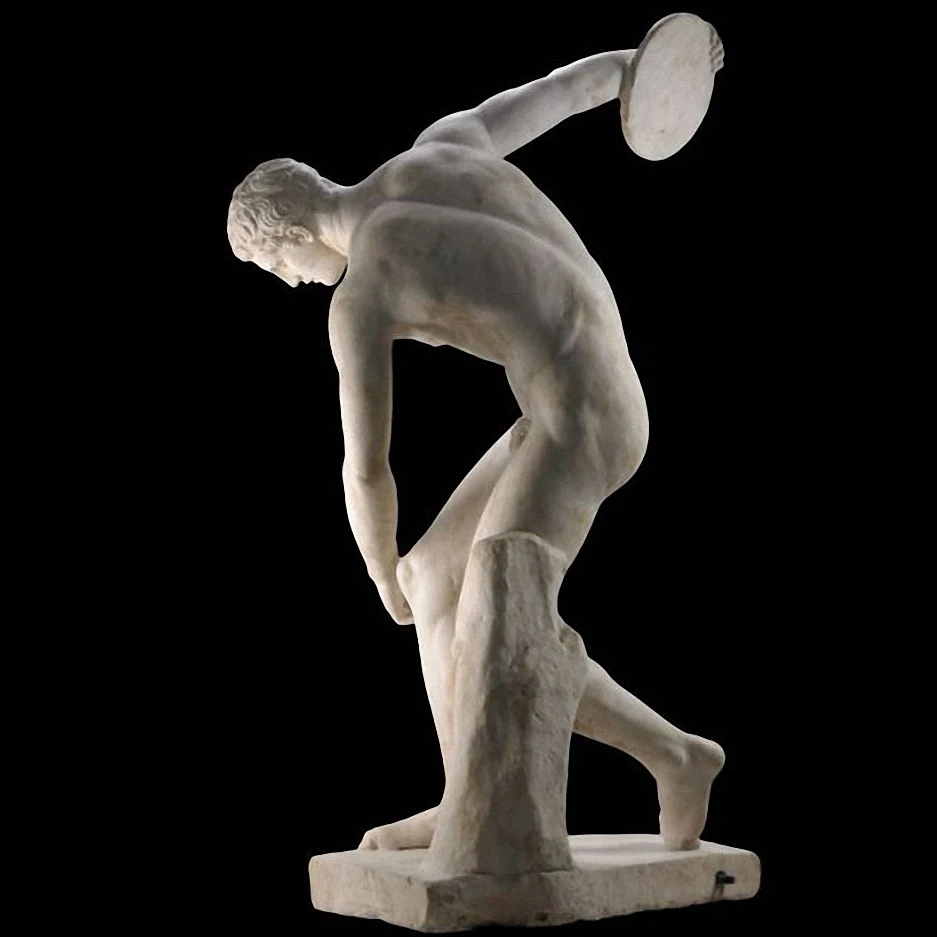 Chất lượng cao Hy Lạp hand khắc đá cẩm thạch nude man discus ném tượng nổi tiếng lực sỉ ném dĩa điêu khắc