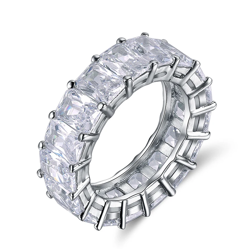 

RINNTIN OR146 Cubic Zirconia Baguette Cut Eternity Ring Bands for Women