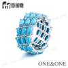 Hot Sale Micro 3 Line Stone Pave Setting Women Ring With Rhodium plated