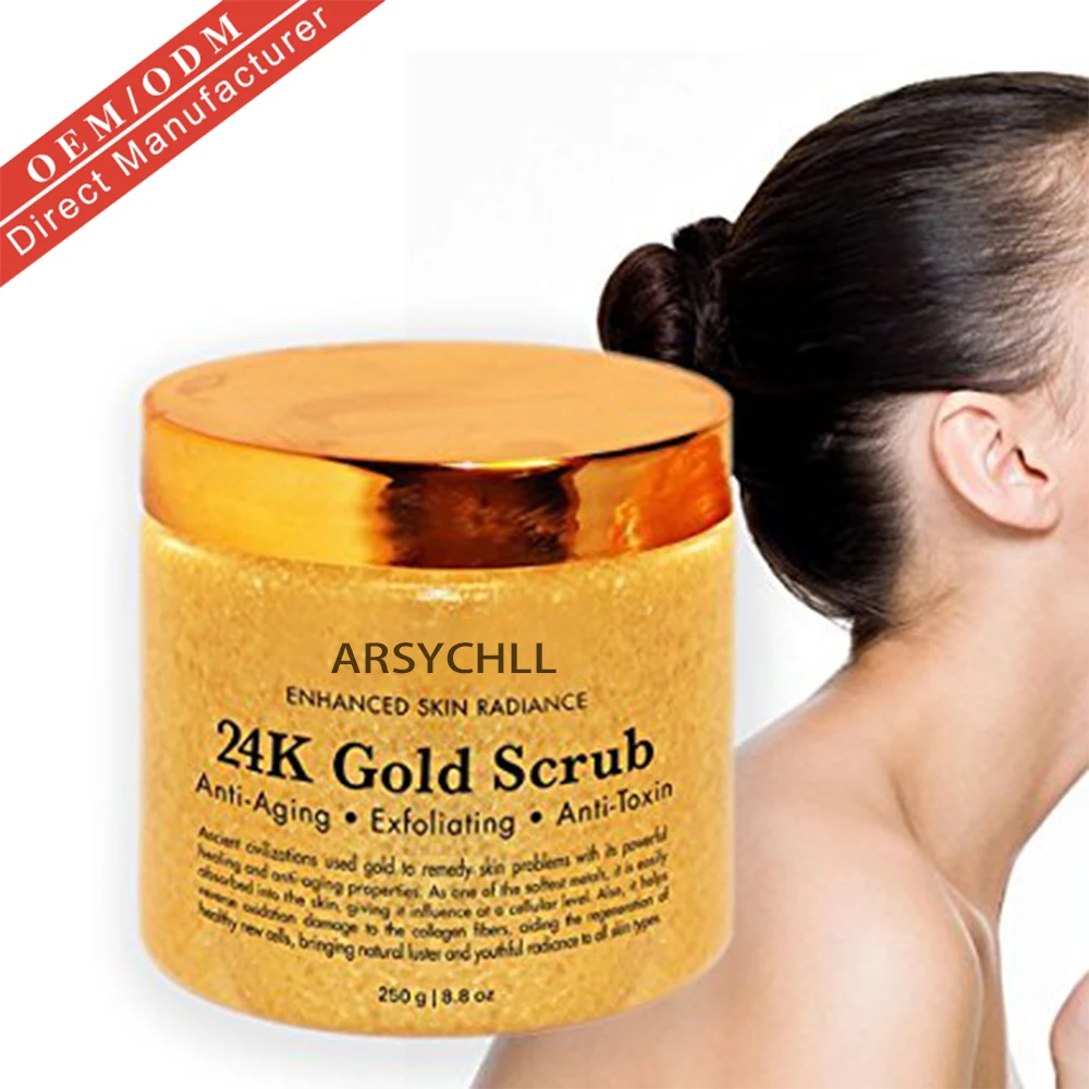 Private Label Whitening Anti Wrinkle Exfoliating 24k Gold Facial Scrub