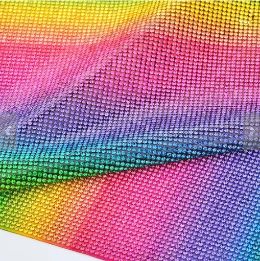 

adhesive rainbow rhinestones sheet for lady shoe